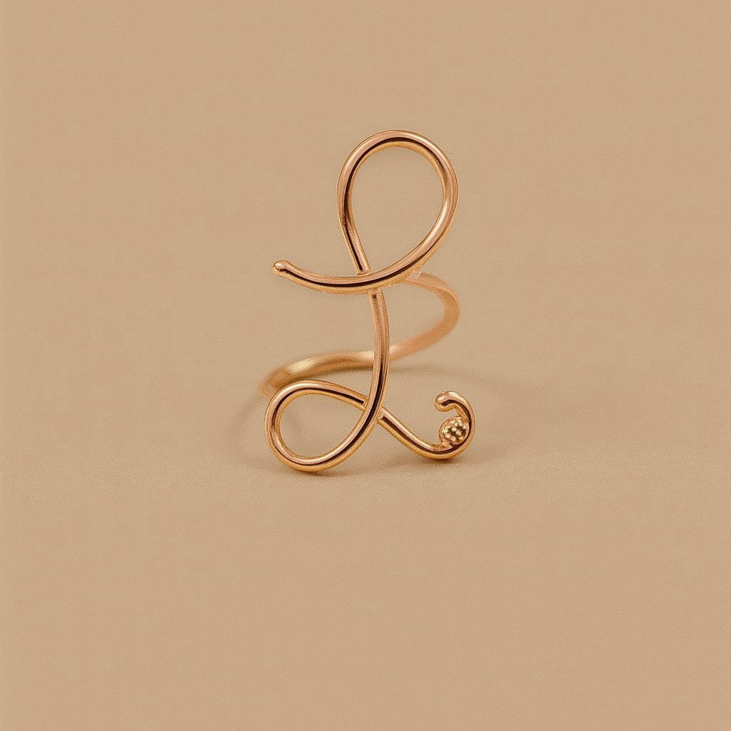 Anello oro 9kt iniziale "L"