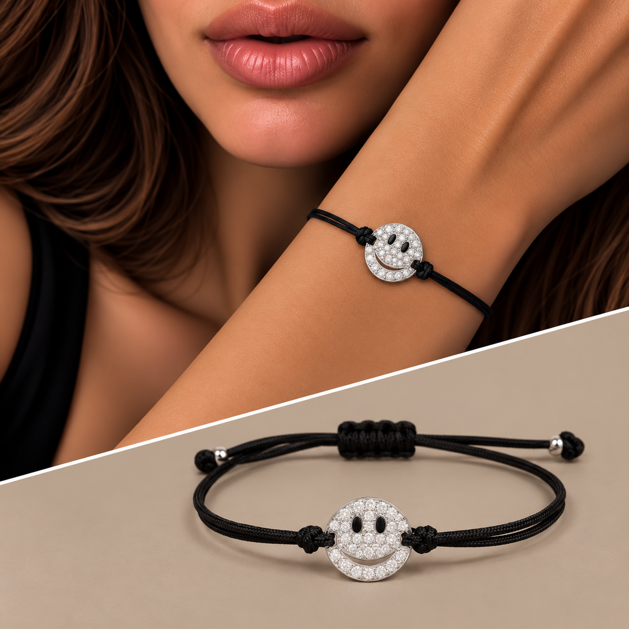 Bracciale smile oro 9kt con diamanti