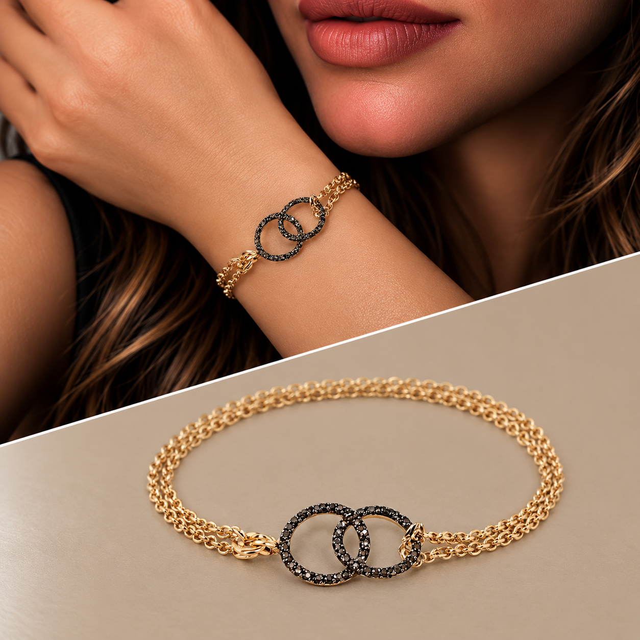 Due cerchi oro 9kt diamanti black