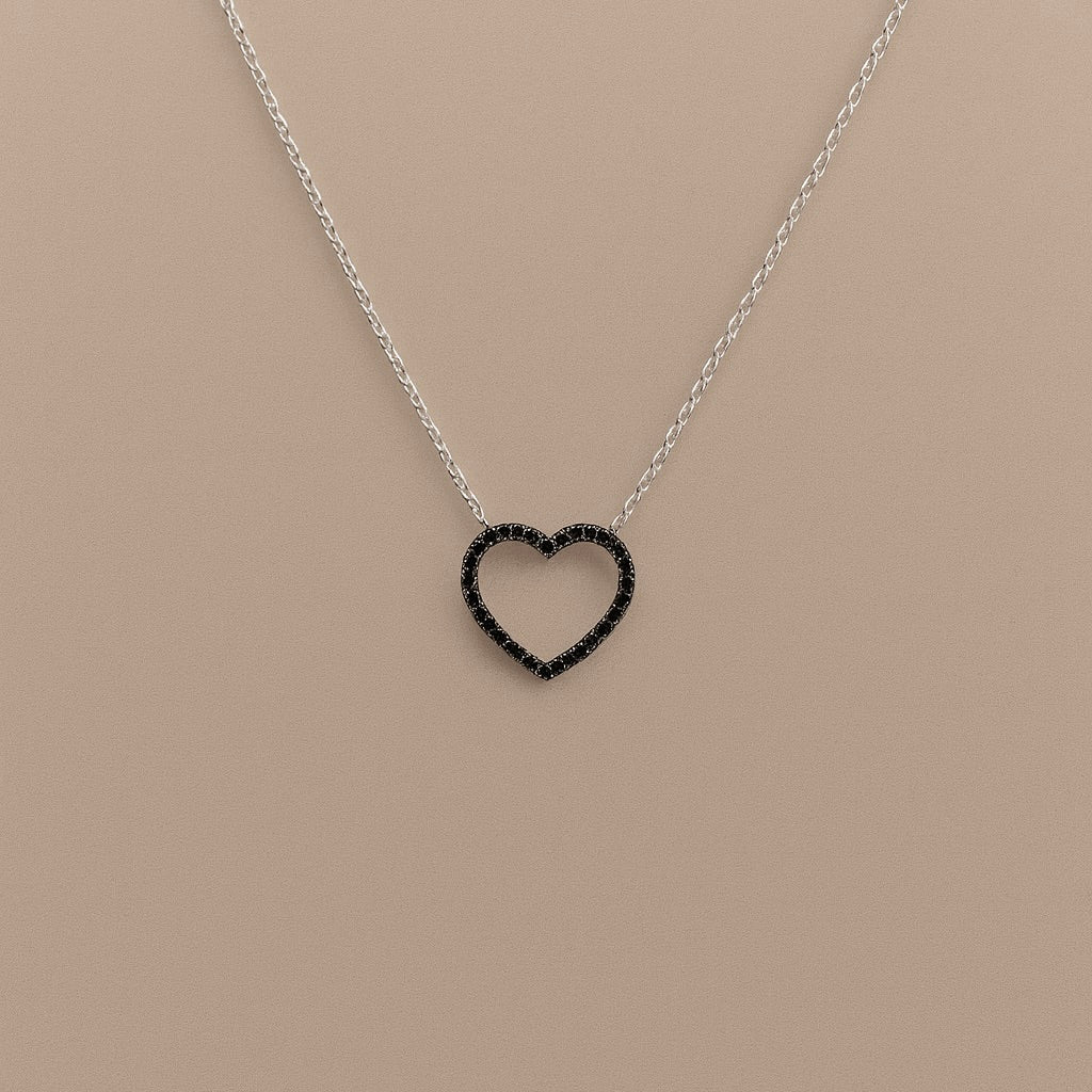 Ciondolo cuore diamanti black