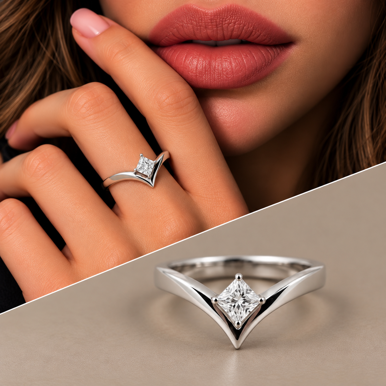 Anello solitario princess