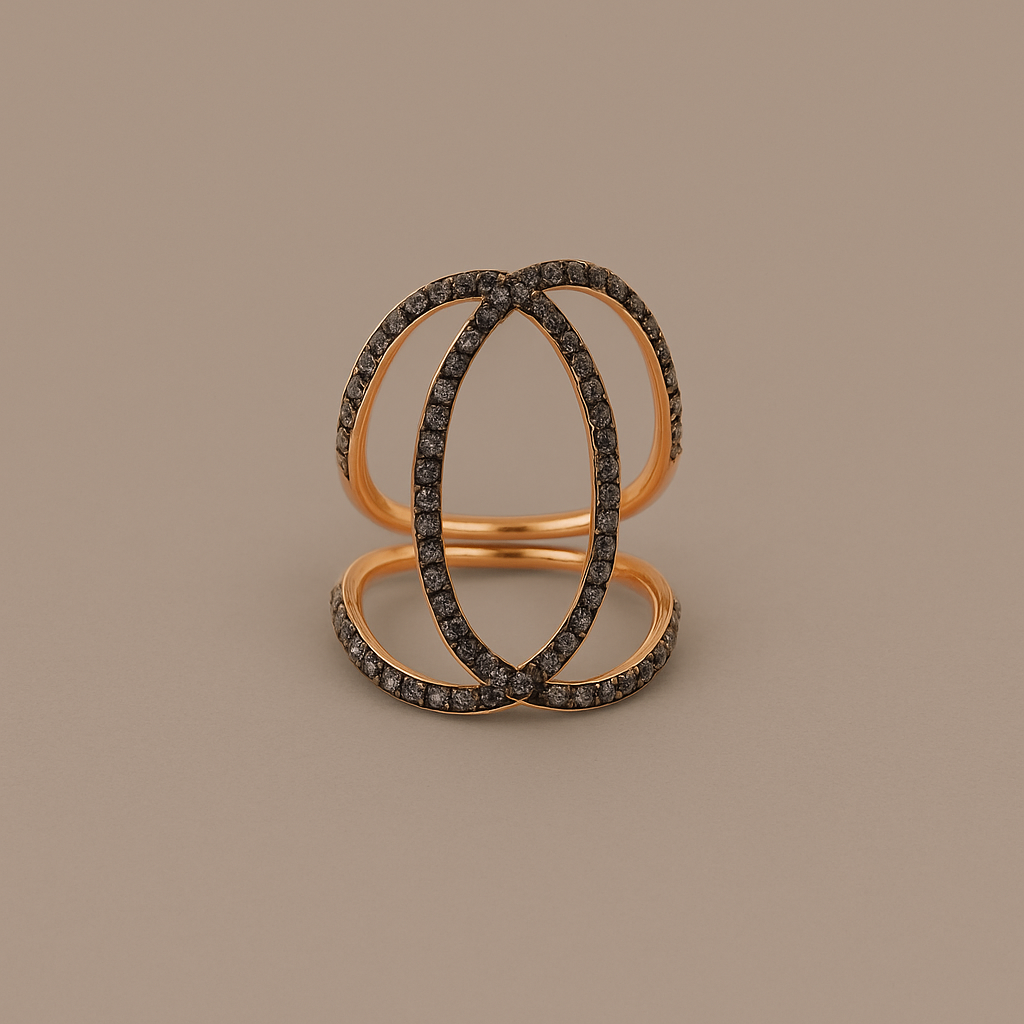 Anello oro 9kt intreccio diamanti