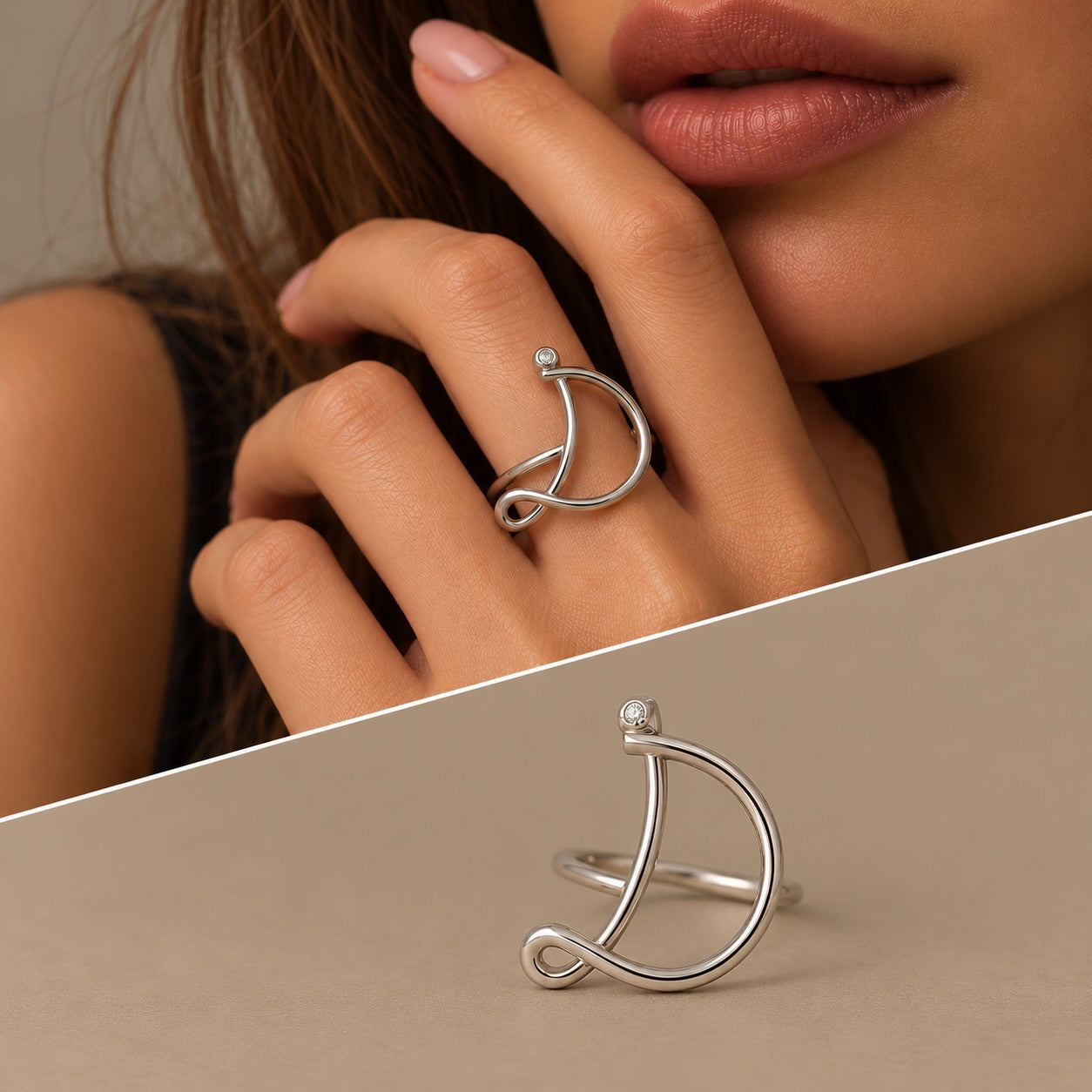 Anello argento iniziale D