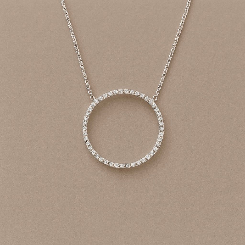 Ciondolo cerchio oro 18kt diamanti