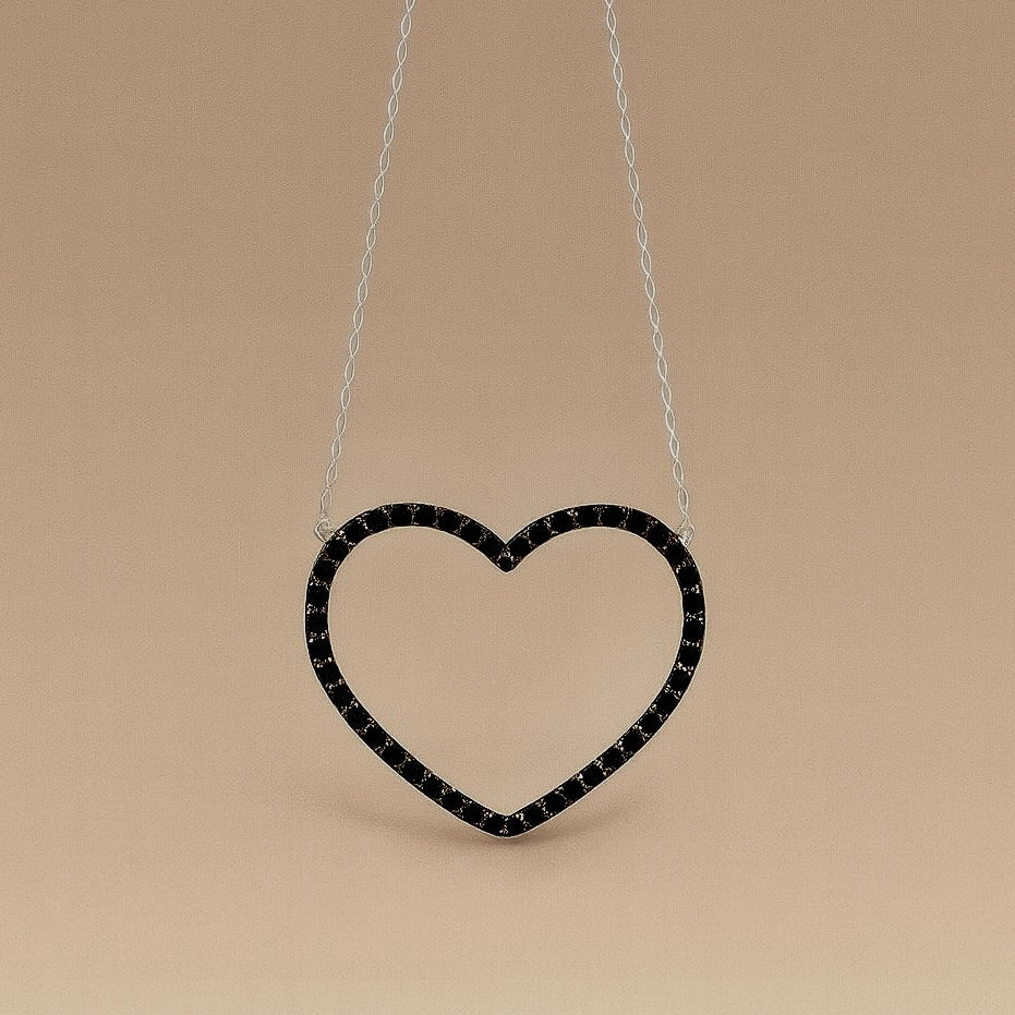 Ciondolo cuore diamanti black