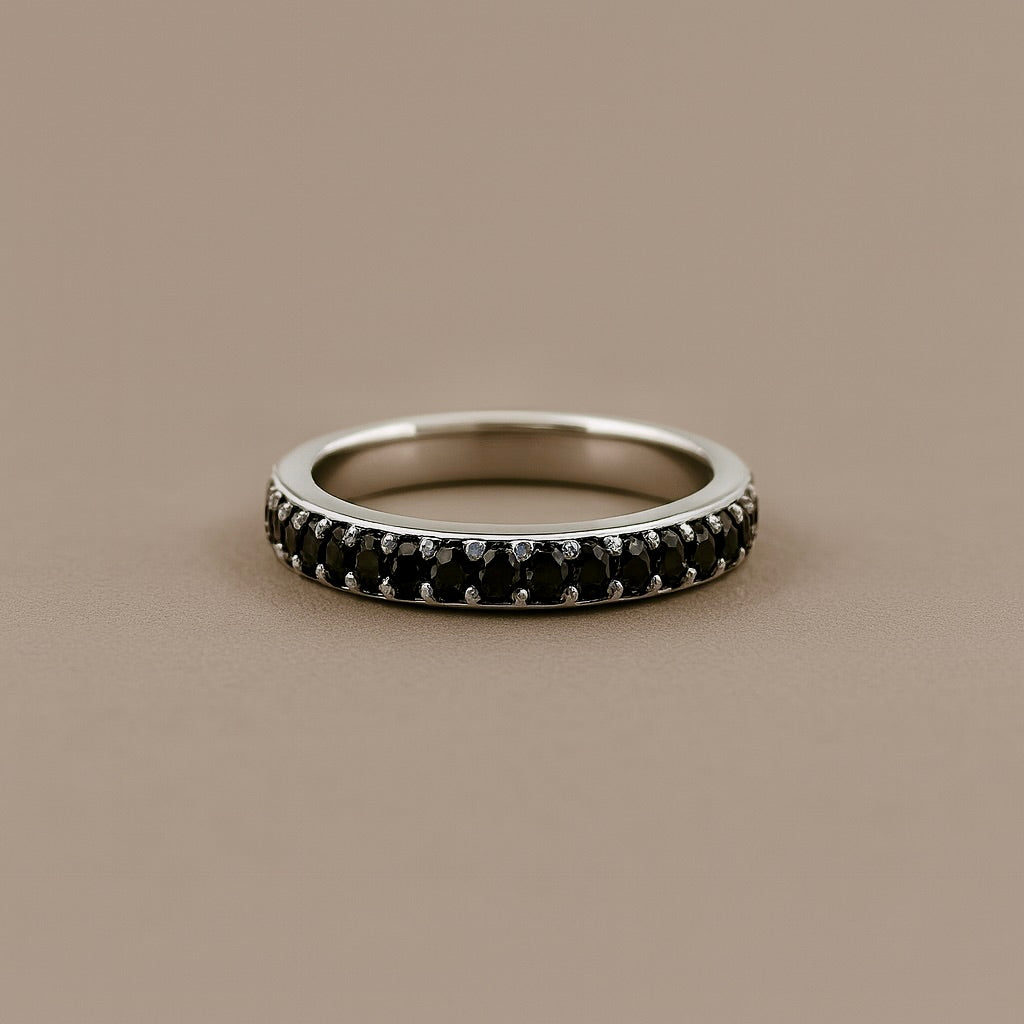 Anello riviera oro bianco 18kt giro intero diamanti black