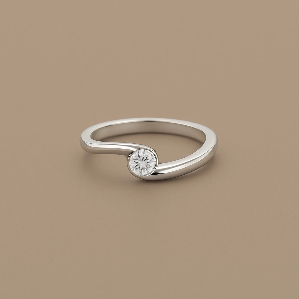 Anello solitario onde