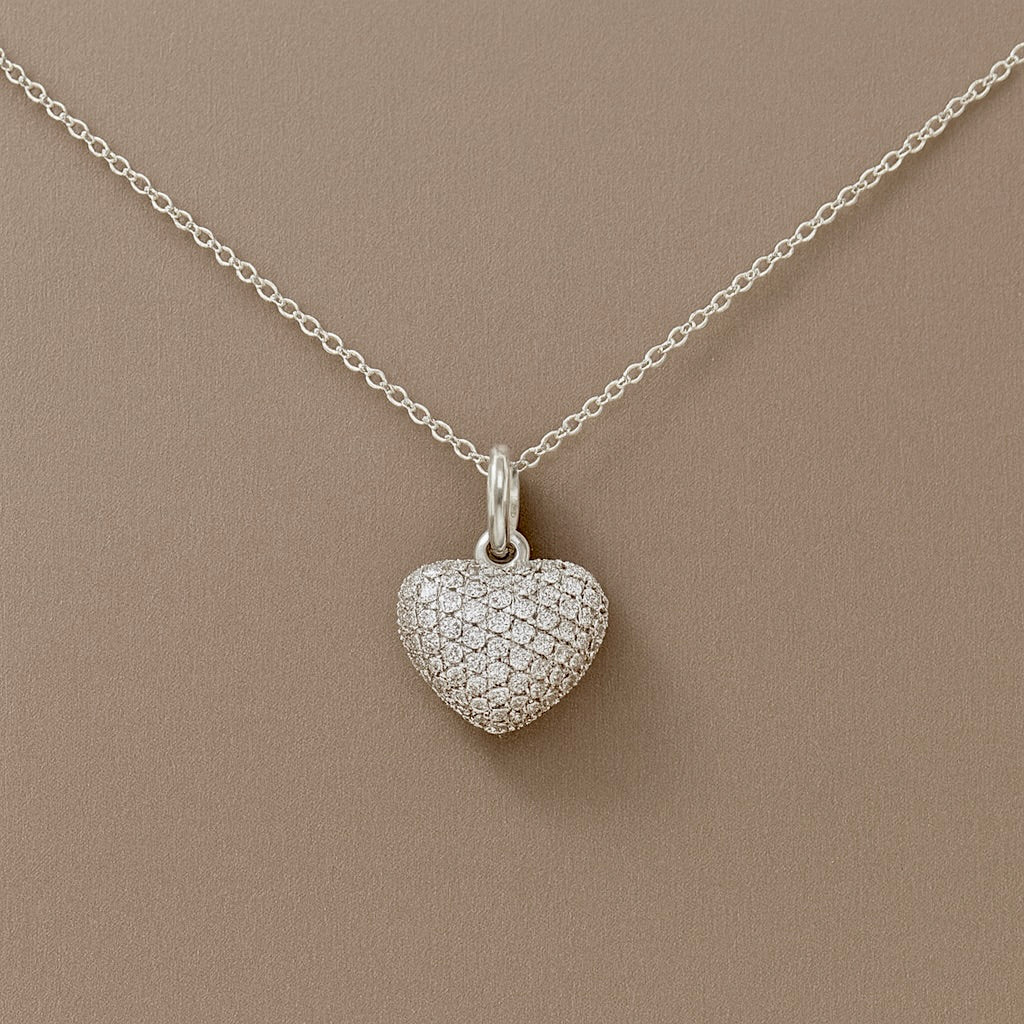Ciondolo cuore bombato diamanti