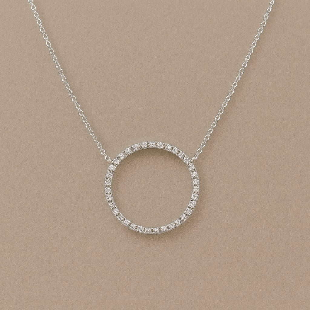 Ciondolo cerchio oro 9kt diamanti