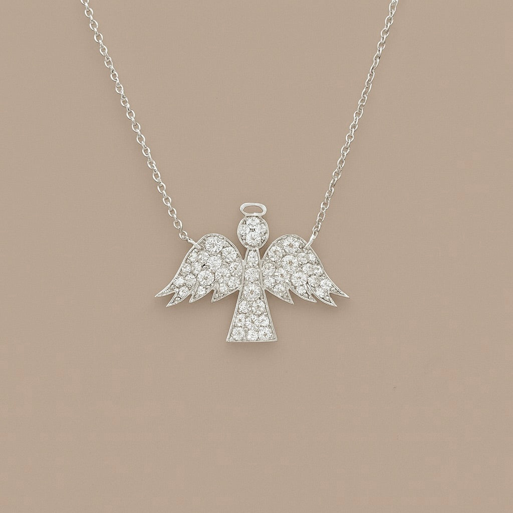 Ciondolo angelo oro 9kt diamanti
