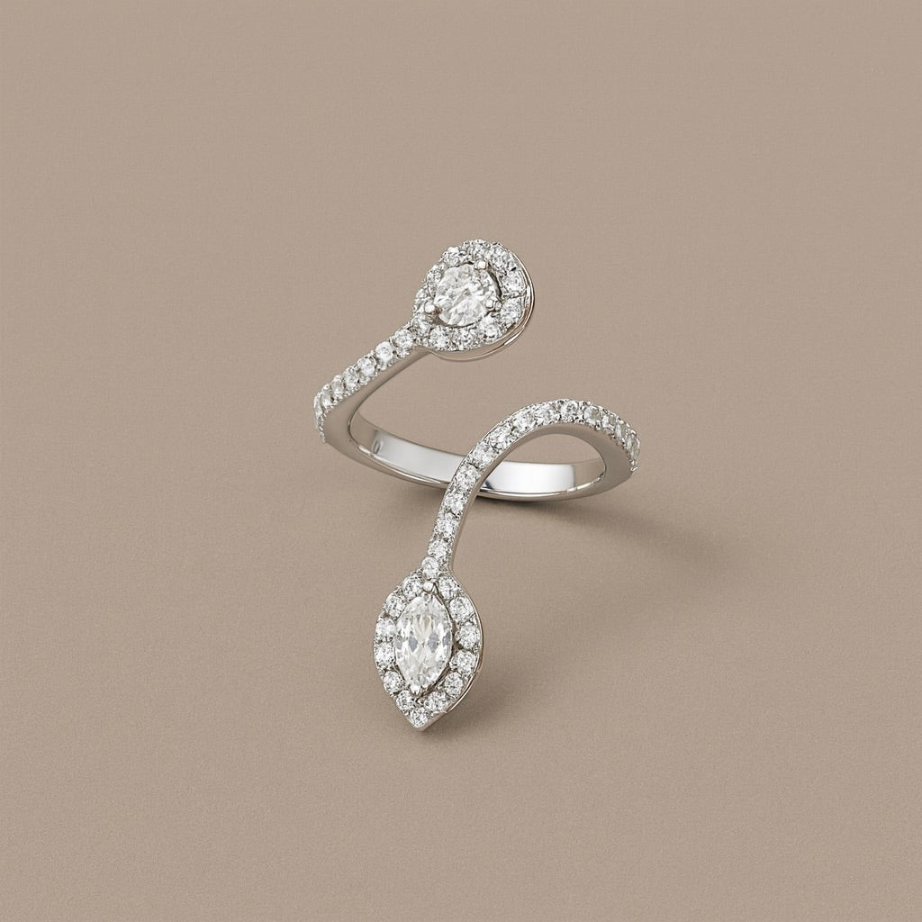 Anello contrariè goccia e marquise
