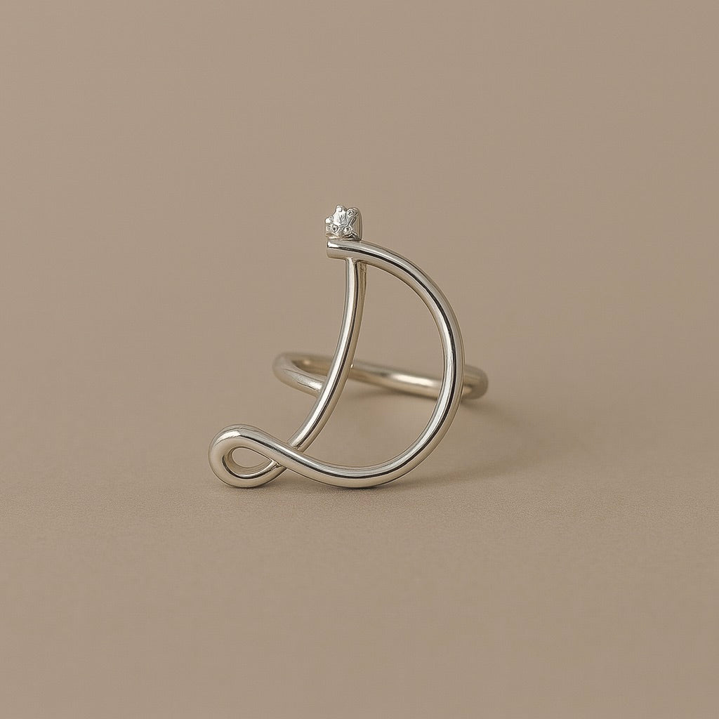 Anello argento iniziale D