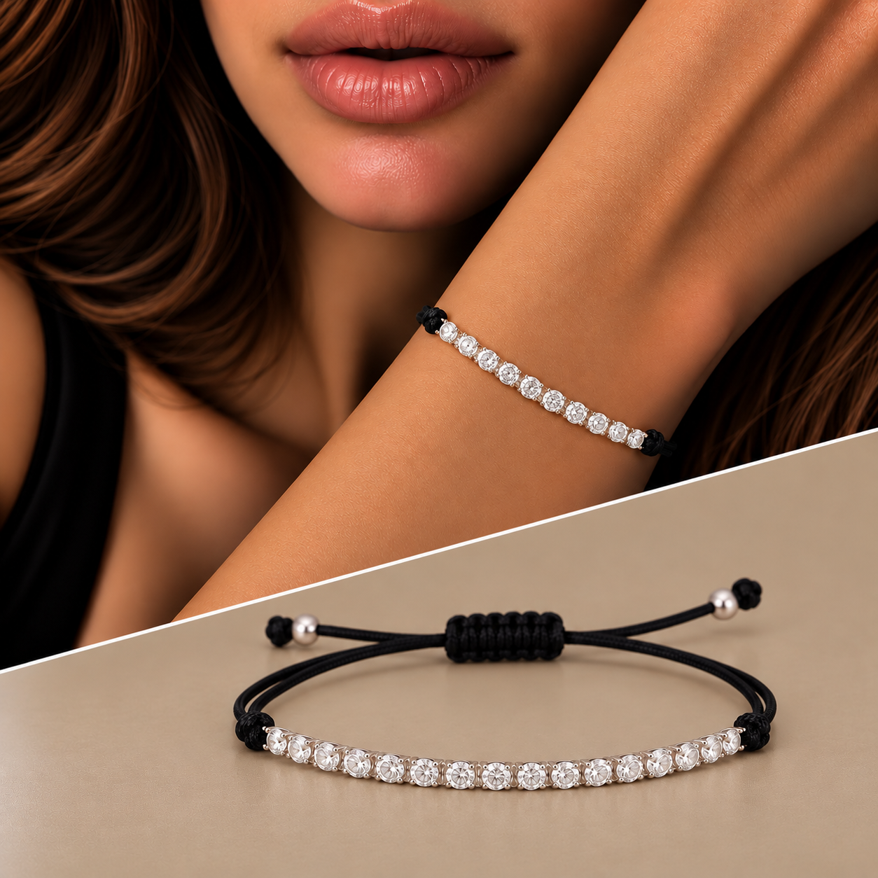 Bracciale tennis con cordino