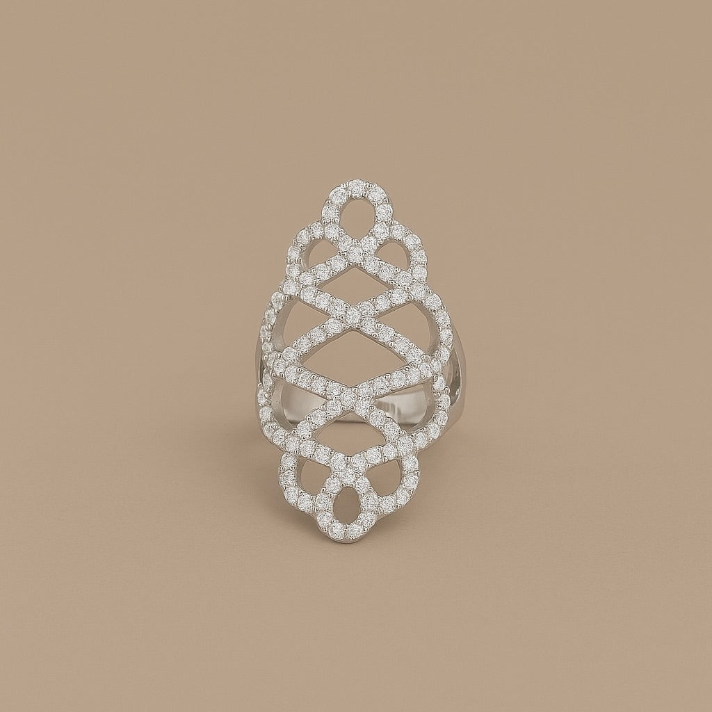 Anello Nodo Tibetano diamanti white ( Varianti oro 9kt / 18kt )