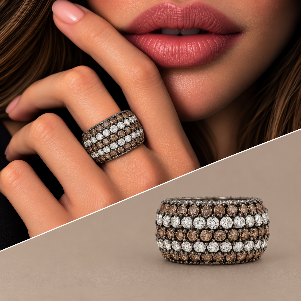Anello oro 18kt fascione diamanti