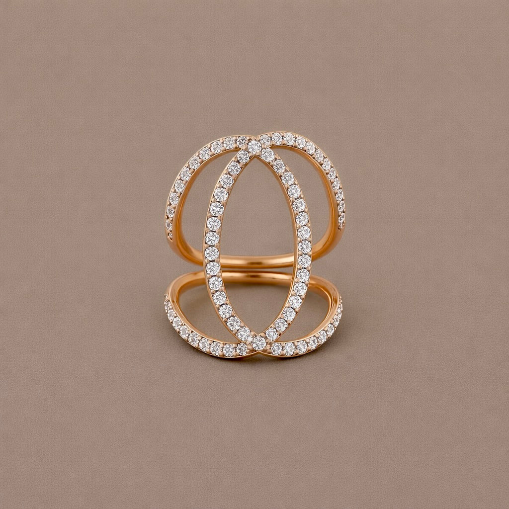 Anello oro 9kt intreccio diamanti