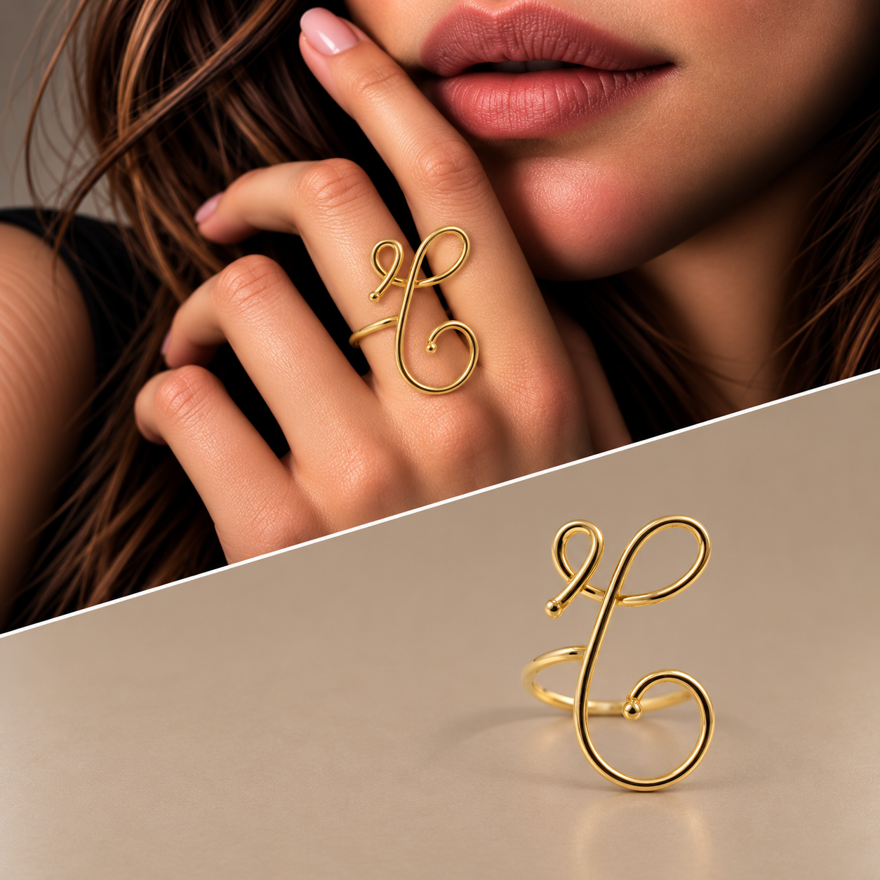 Anello oro 9kt iniziale "T"