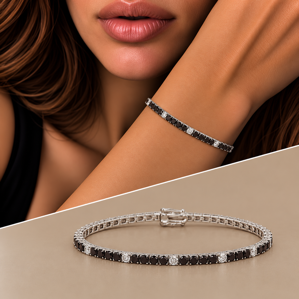 Bracciale oro 18kt tennis black