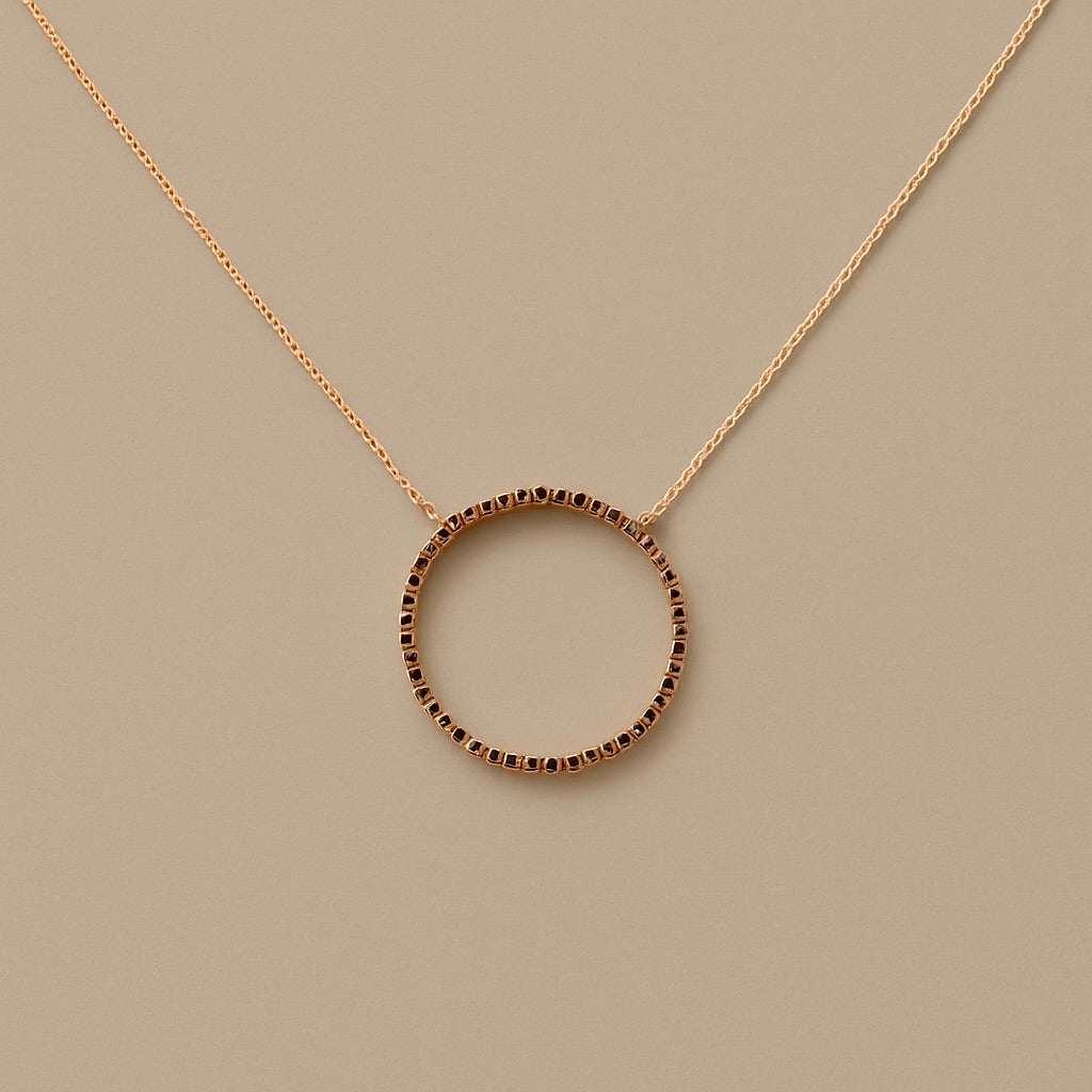 Ciondolo cerchio big oro 9kt diamanti