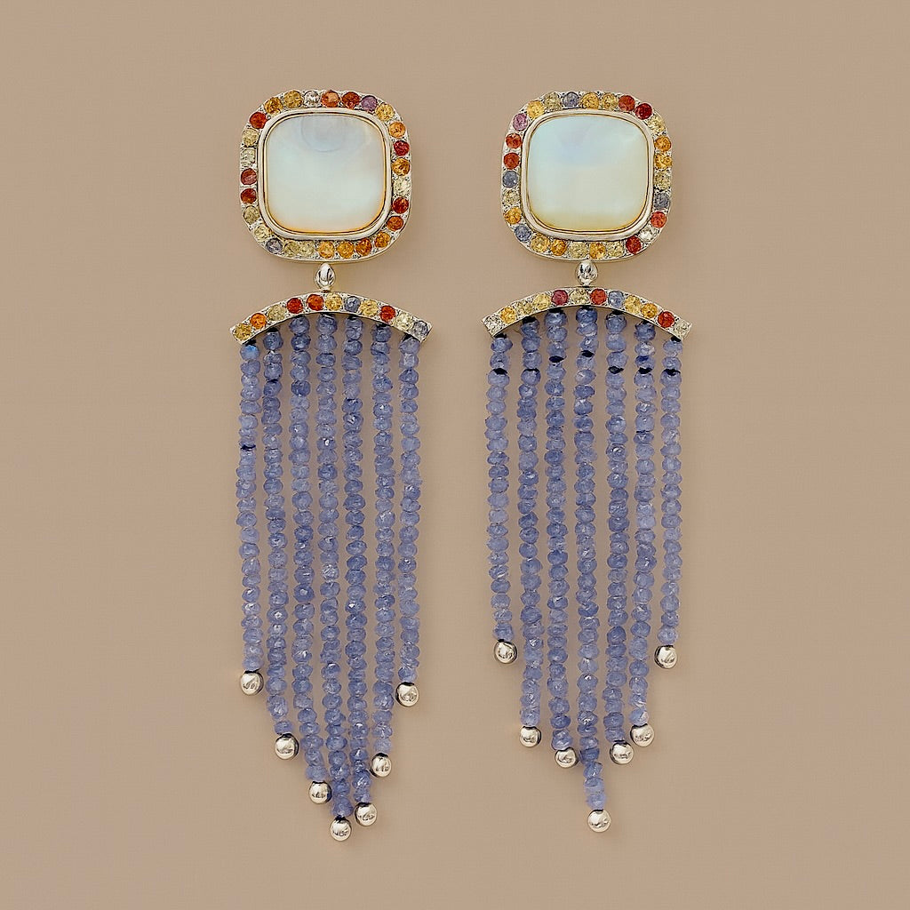 Orecchini in oro 9kt con semipreziosi