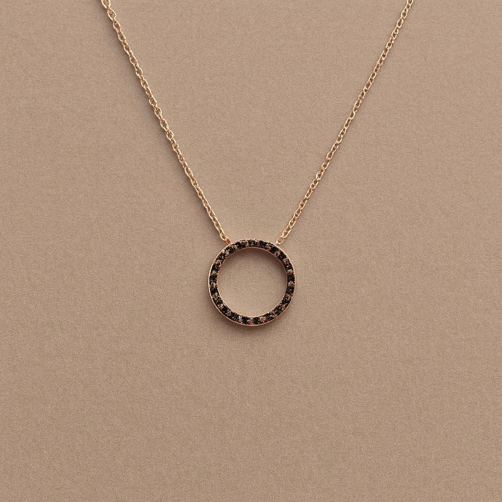 Ciondolo cerchio oro 9kt diamanti black