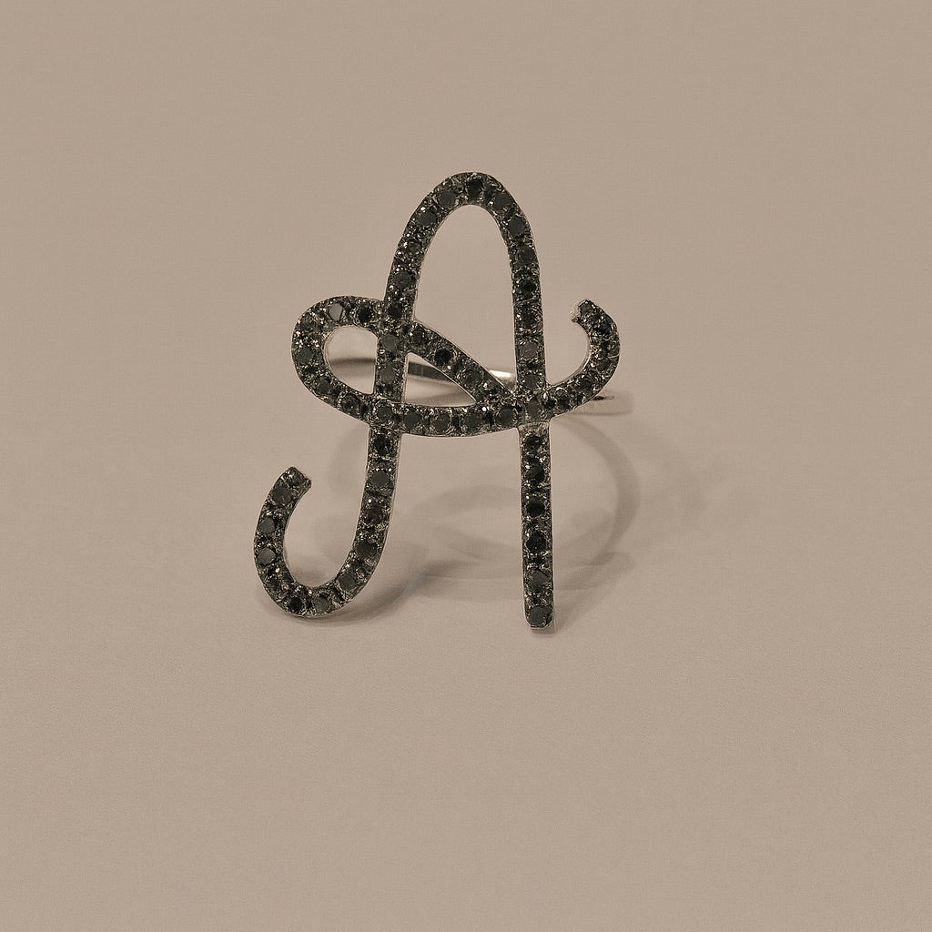 Anello iniziale "A" oro 18kt diamanti