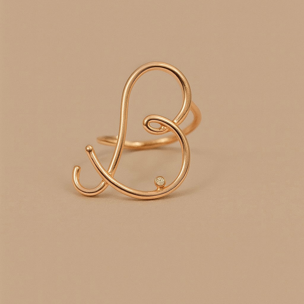 Anello oro 9kt iniziale "B"