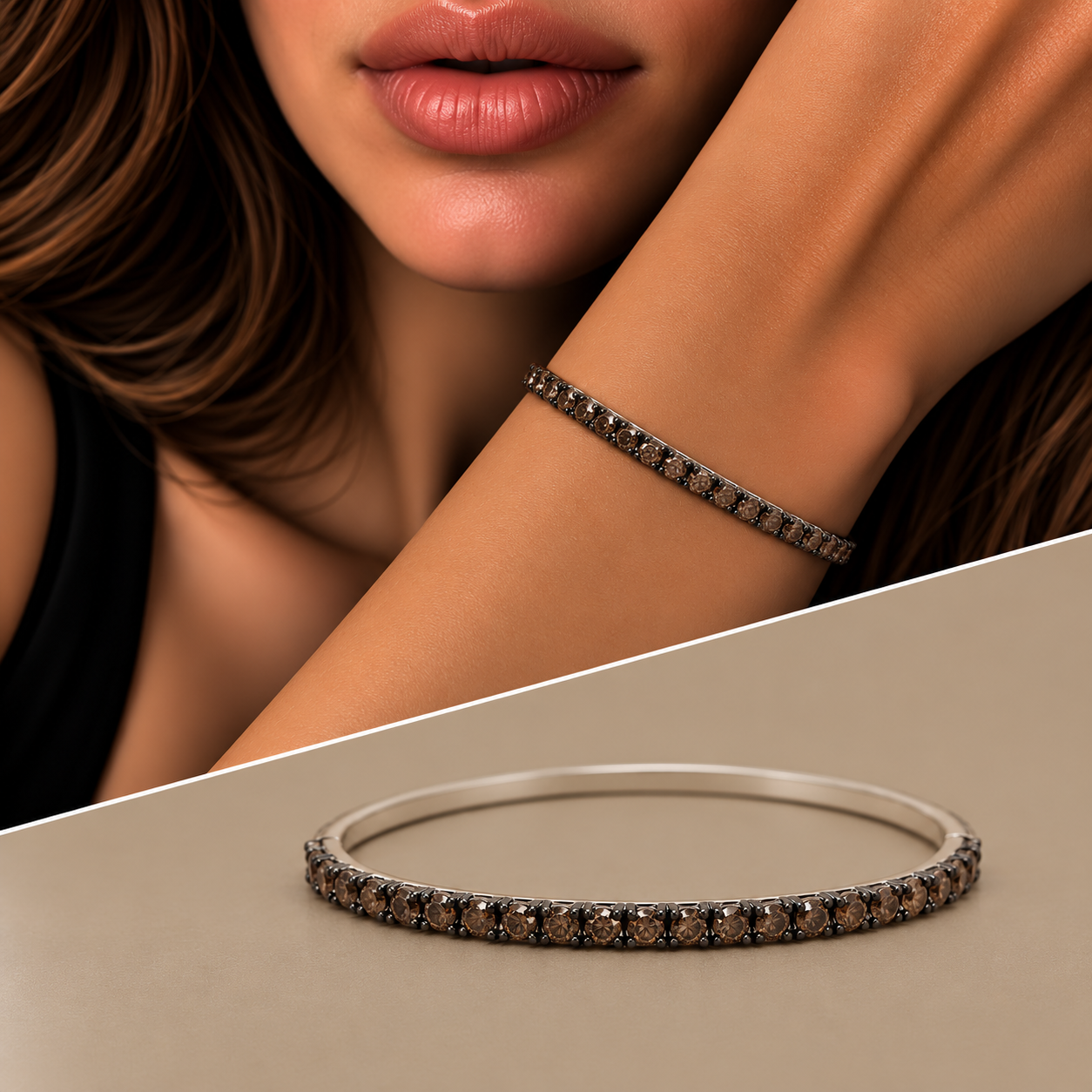 Bracciale oro 18kt Genesya rigido brown
