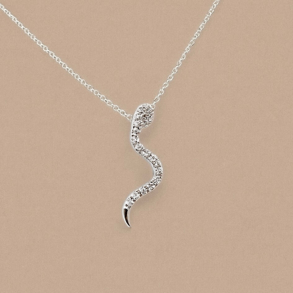 Ciondolo serpente oro 9kt  diamanti