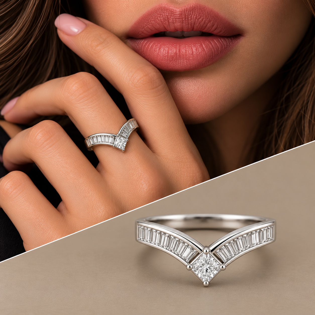 Anello riviera baguette
