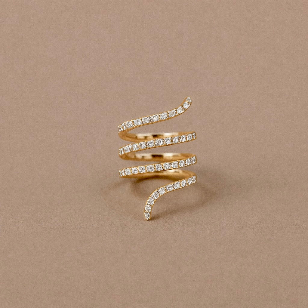 Anello oro 9kt spirale diamanti white