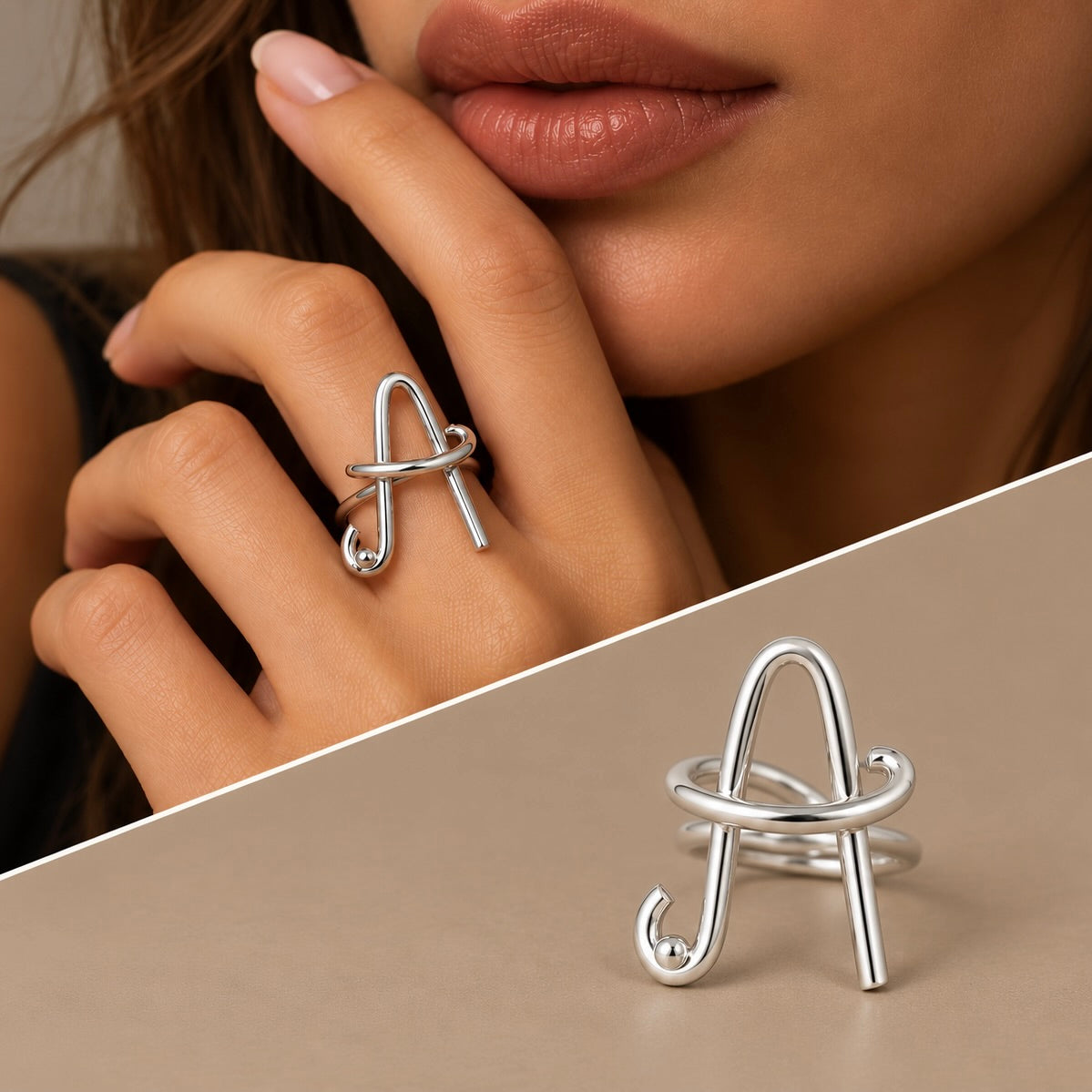 Anello argento iniziale A