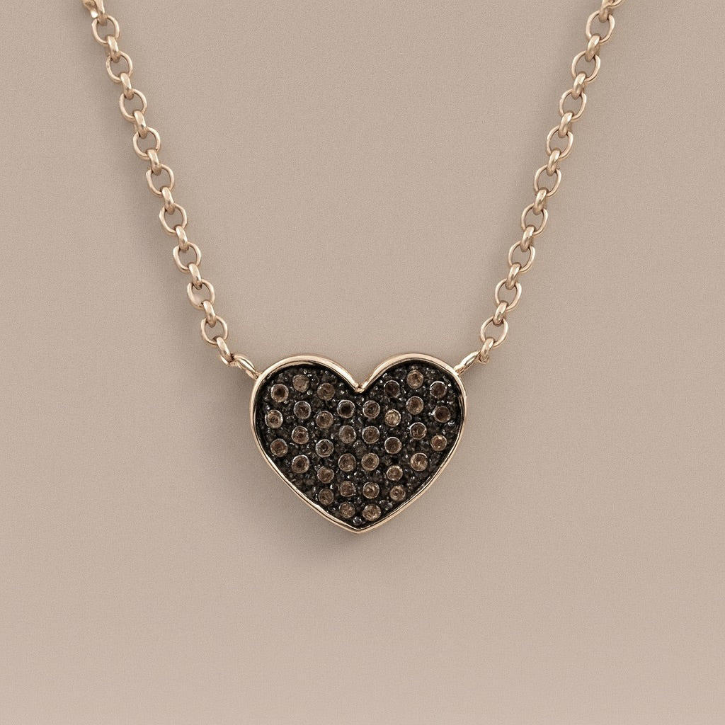 Ciondolo cuore diamanti brown