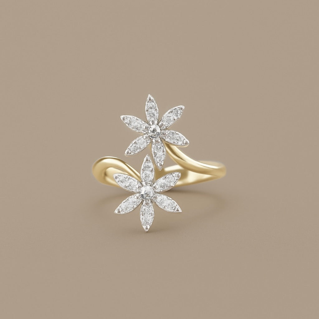 Anello oro 18kt contrariè fiori