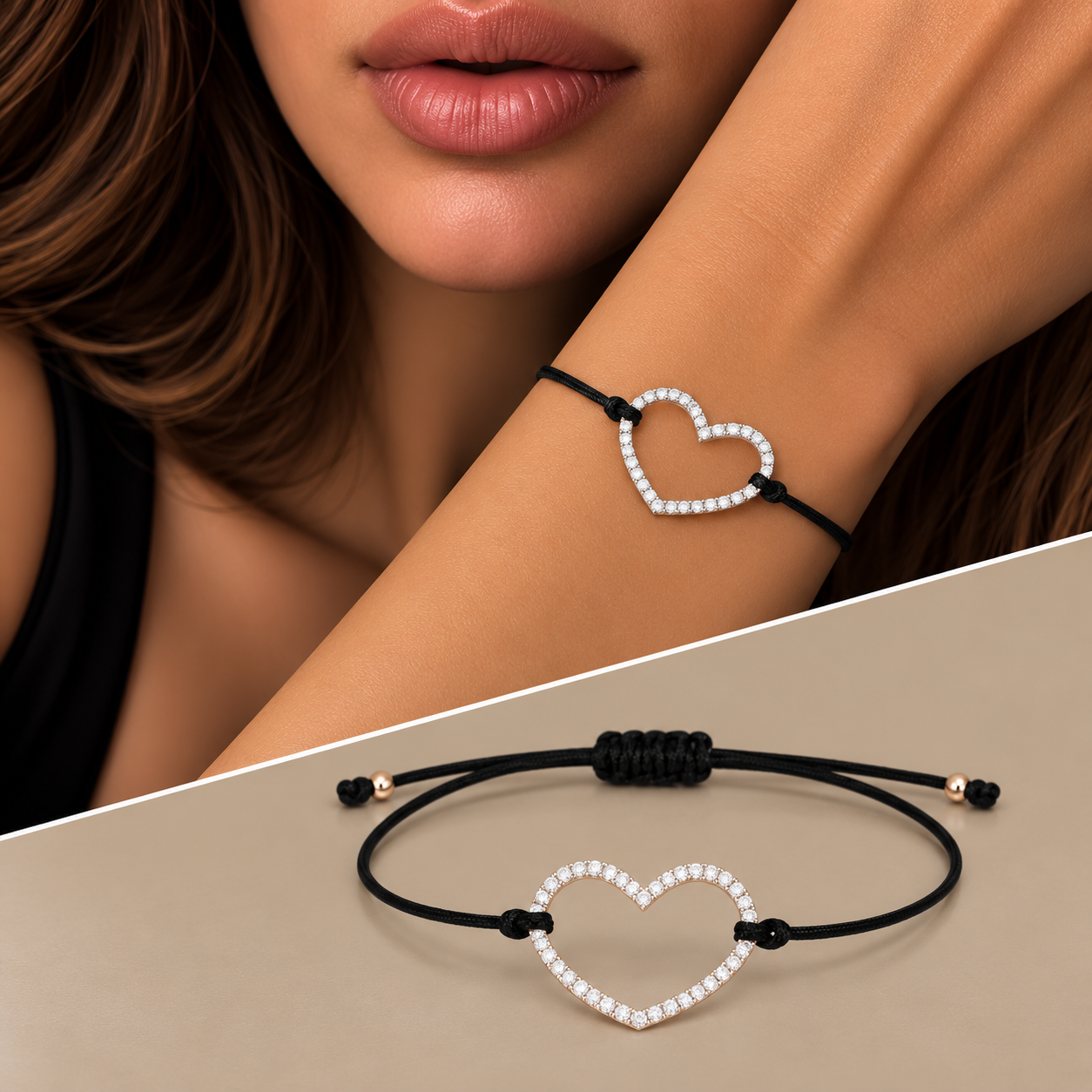 Bracciale cuore con cordino