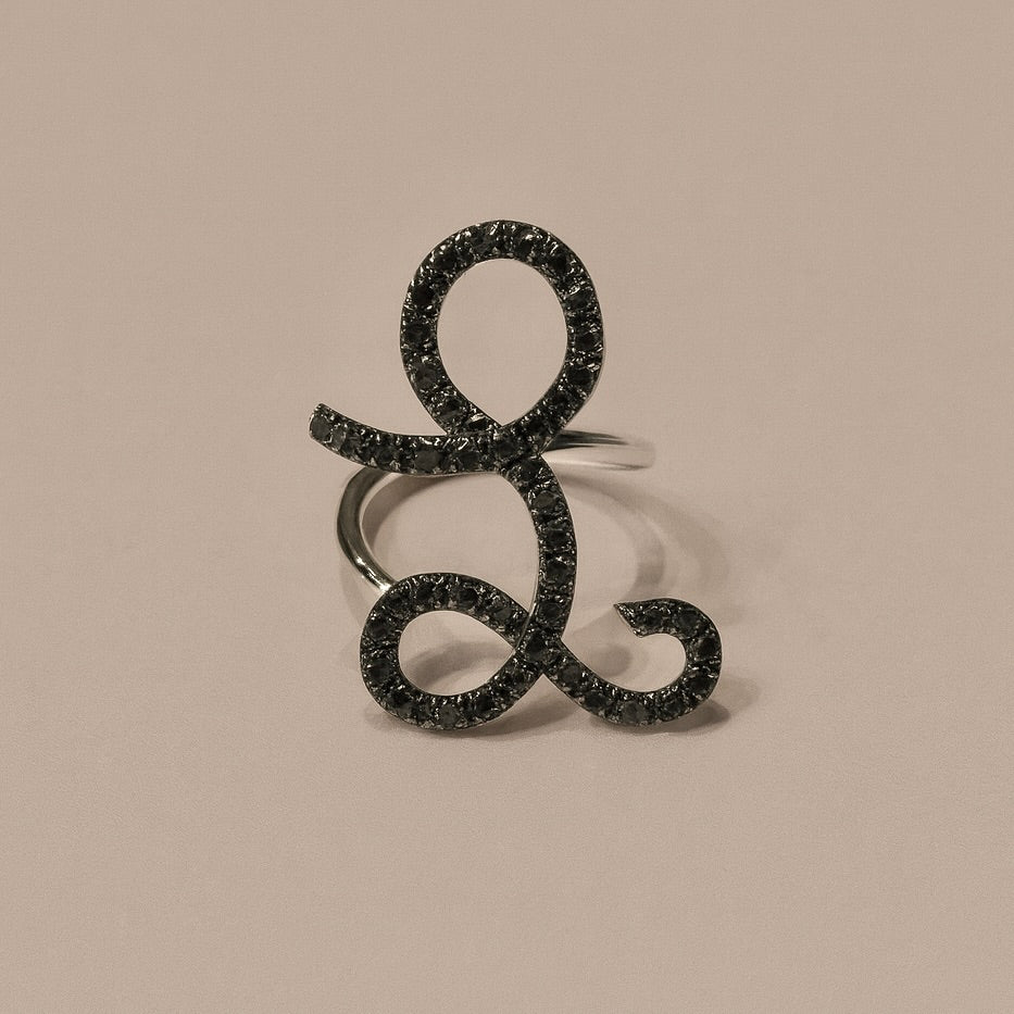 Anello iniziale "L" oro 18kt diamanti