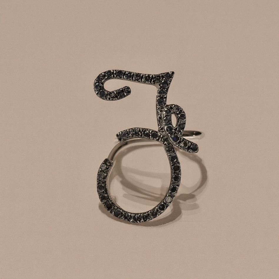 Anello iniziale "F" oro 18kt diamanti