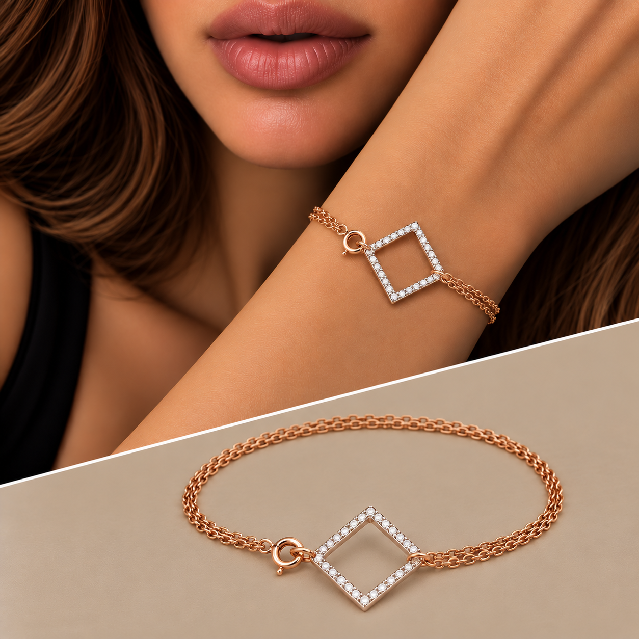 Rombo oro 9kt diamanti