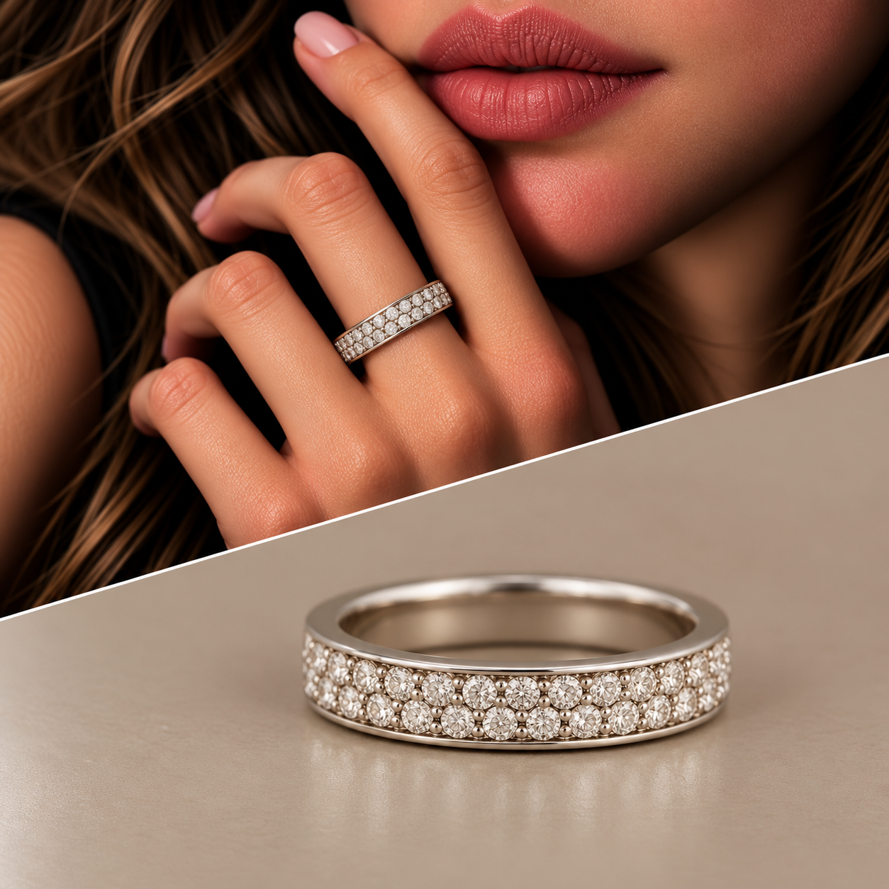 Anello oro 18kt riviera diamanti