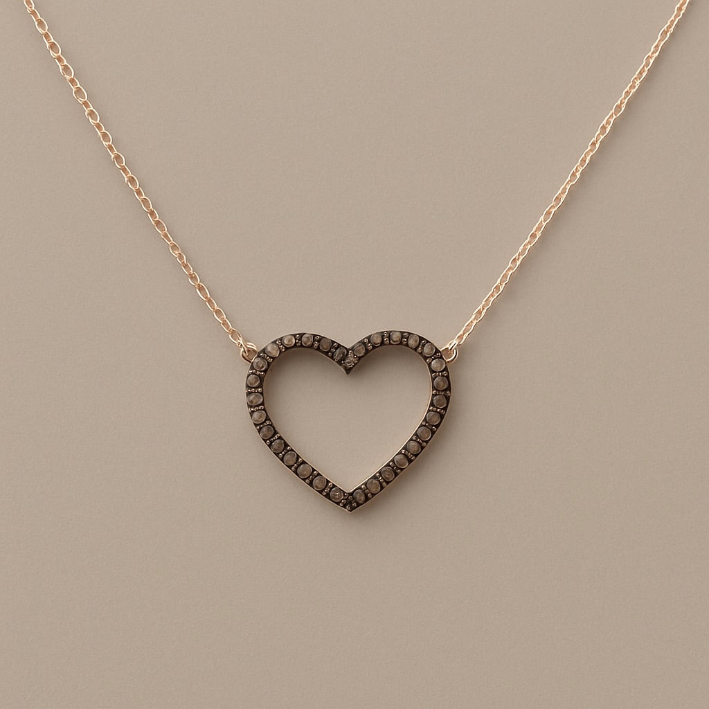 Ciondolo cuore diamanti brown