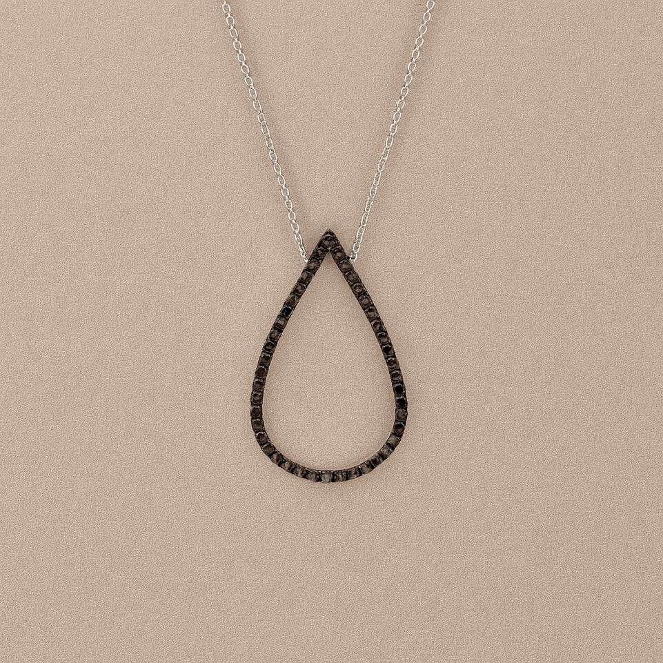 Ciondolo in oro 9kt a goccia con diamanti brown