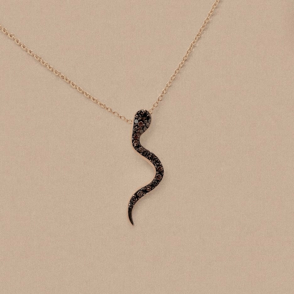 Ciondolo serpente oro 9kt  diamanti brown