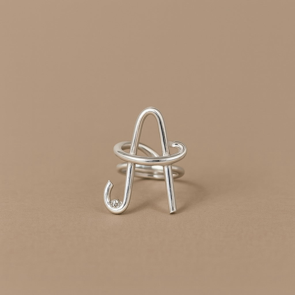 Anello argento iniziale A