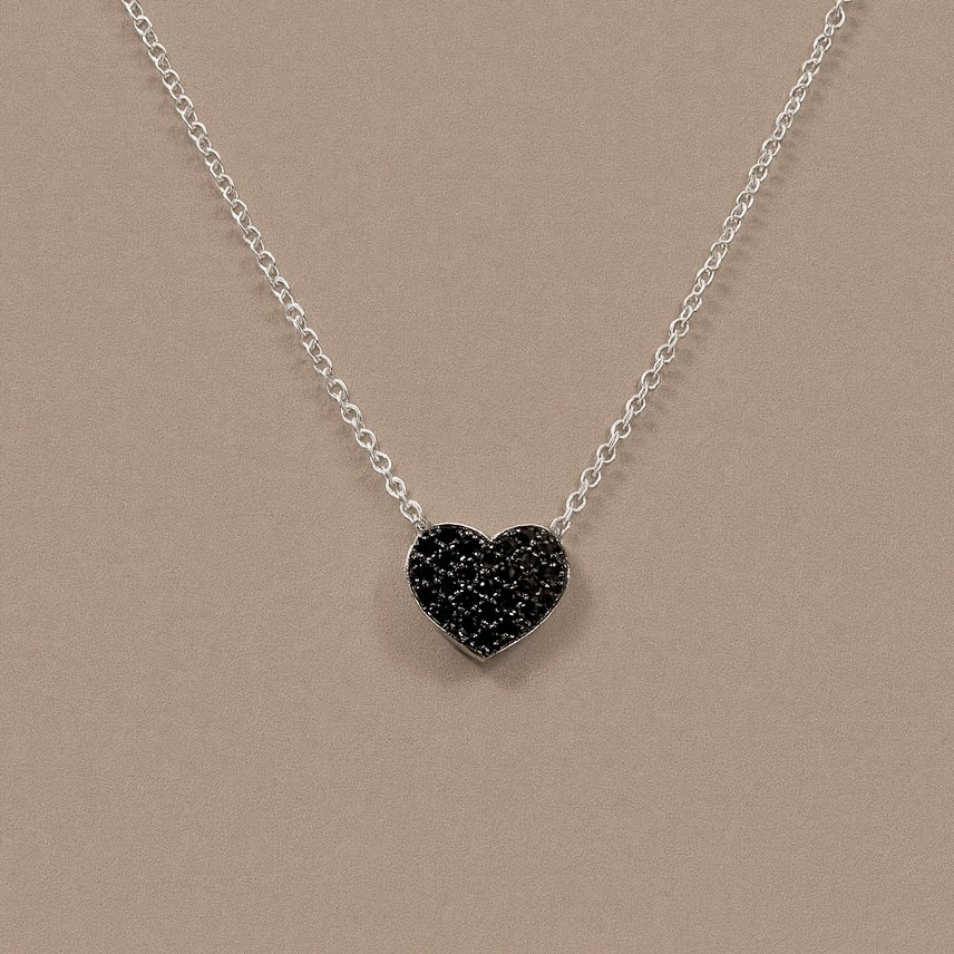 Ciondolo cuore diamanti black