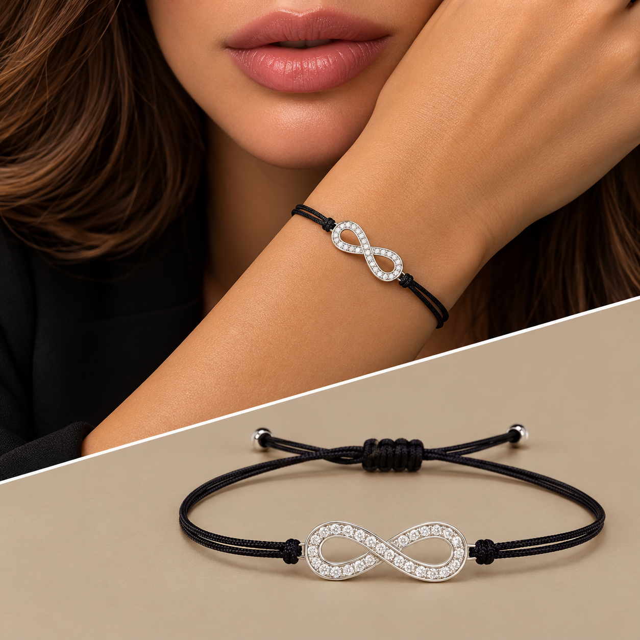 Bracciale oro 9kt infinito  diamanti