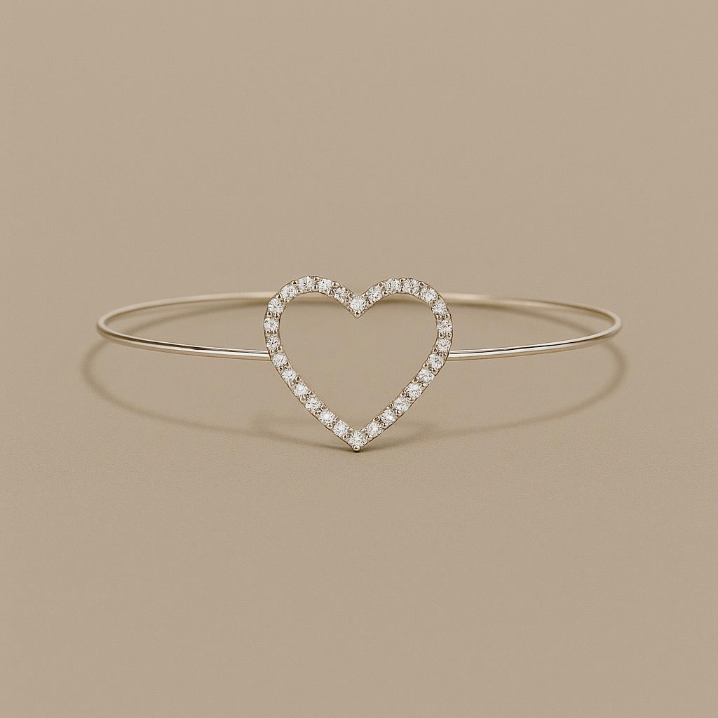Bracciale oro 9kt cuore diamanti