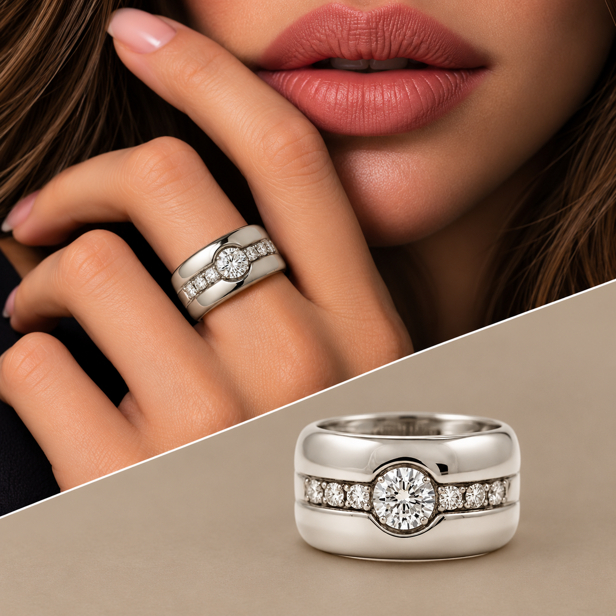 Anello Solitario oro 18kt Genesya & Base Tipo 2
