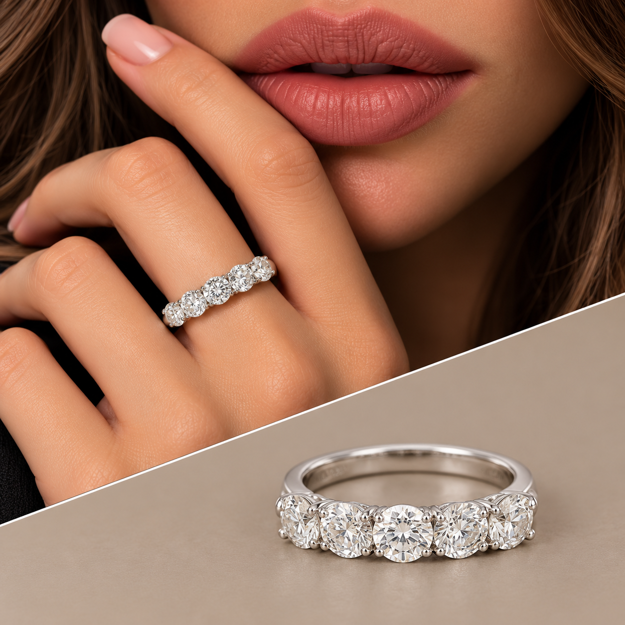 Anello riviera 5 pietre