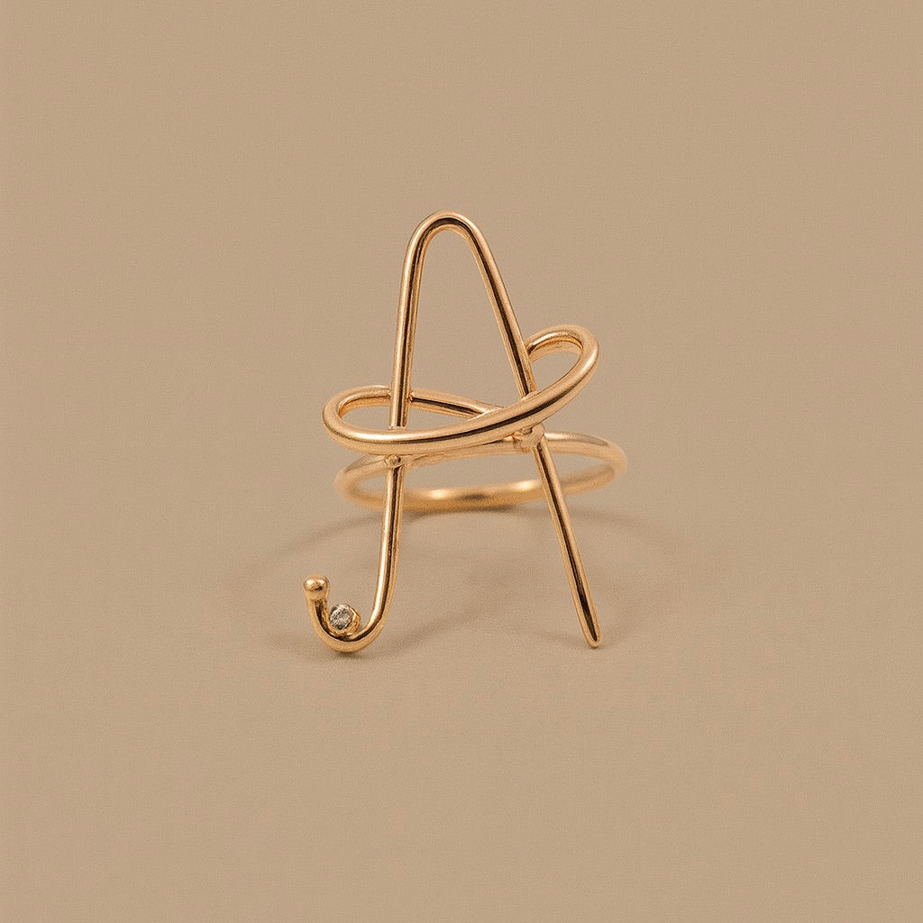 Anello oro 9kt iniziale "A"