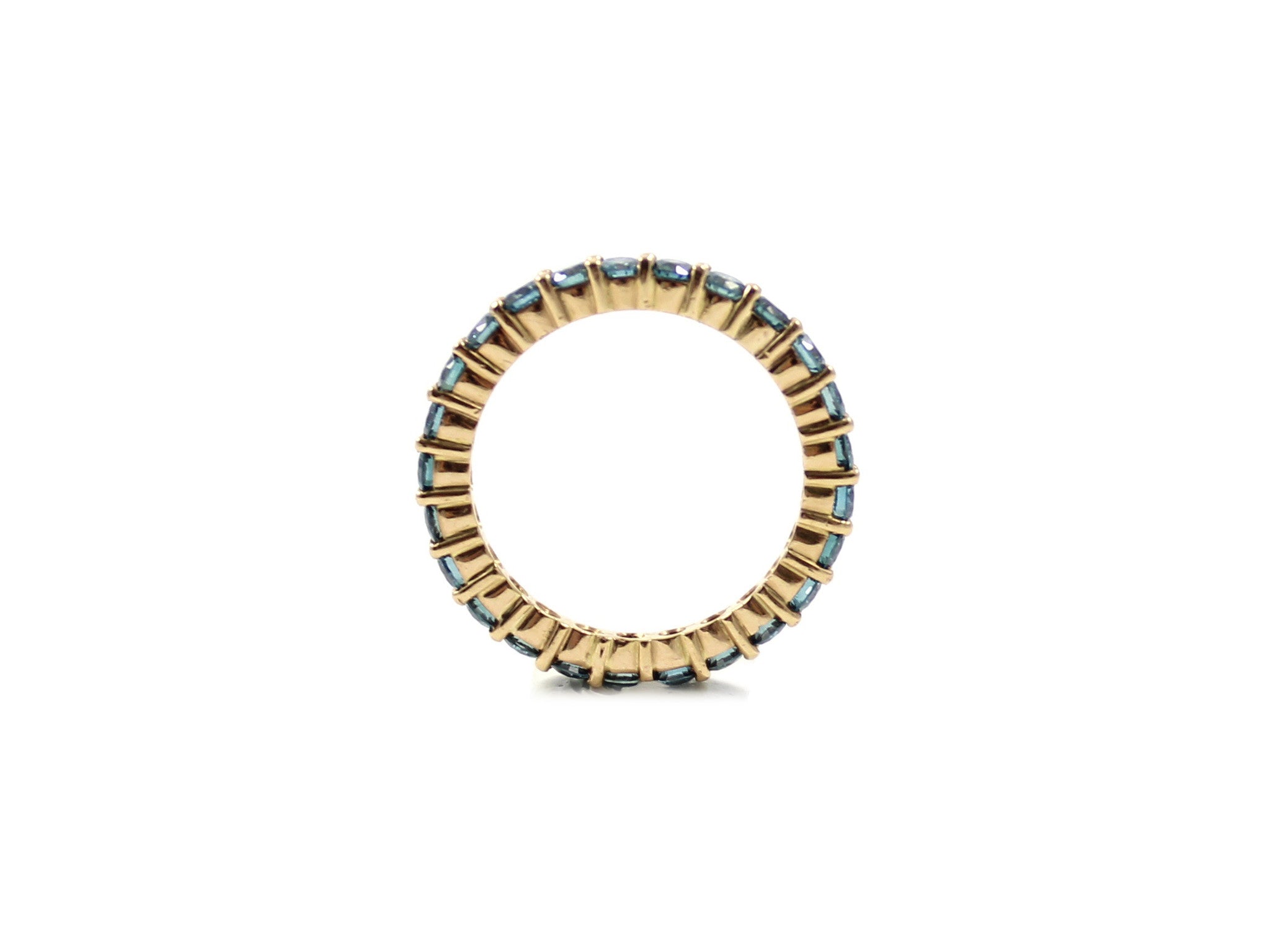 Anello oro 18kt riviera giro intero diamanti fancy color blue - Puntodgioielli